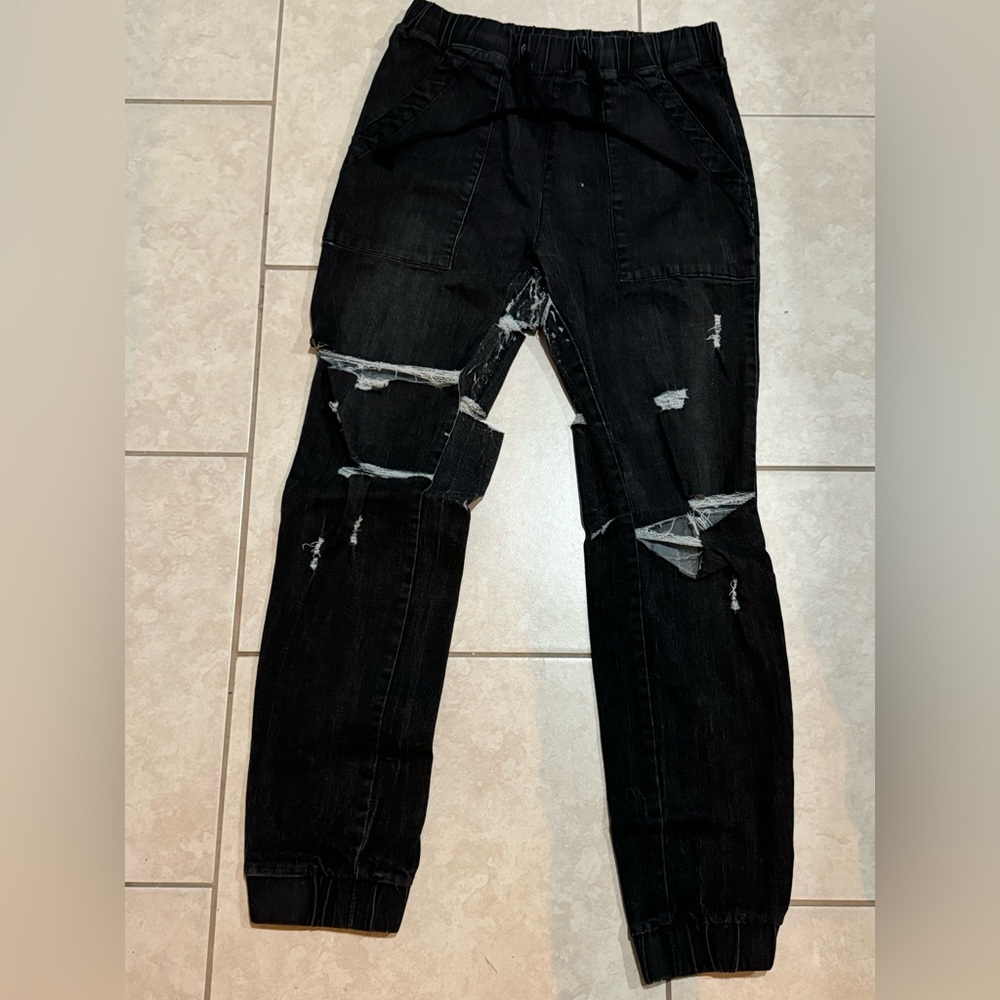 Distressed Black Women's Jeans